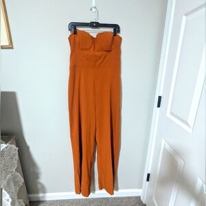 Charlotte Russe Orange Strapless jumpsuit Sz XL